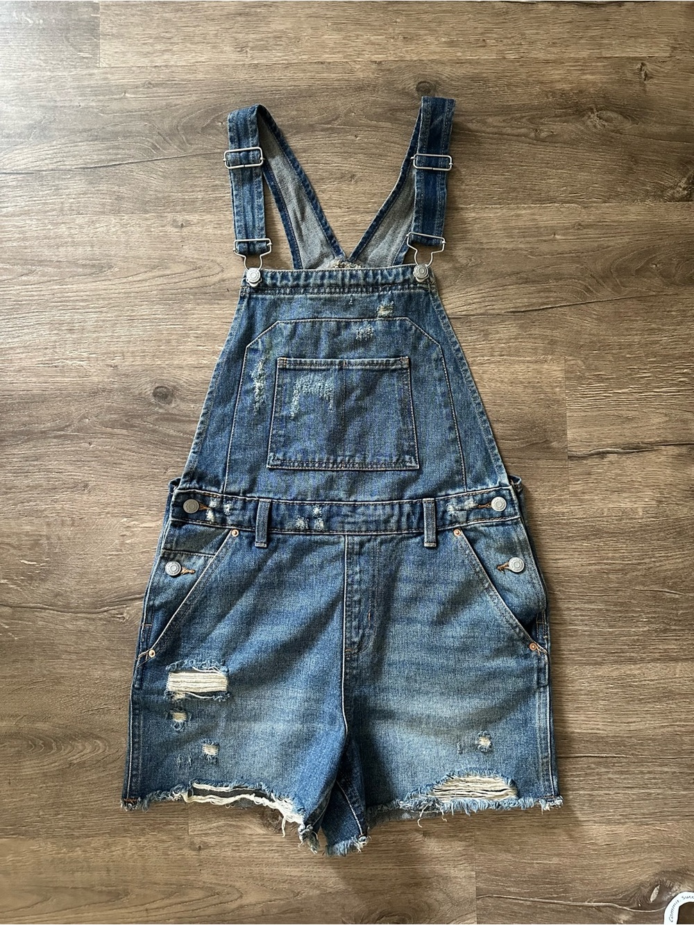 Wild Fable Denim Distressed Overall Shorts Like New